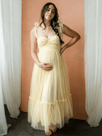 Polka Dot Ruffle Photoshoot Maternity Maxi Dress for Maternity