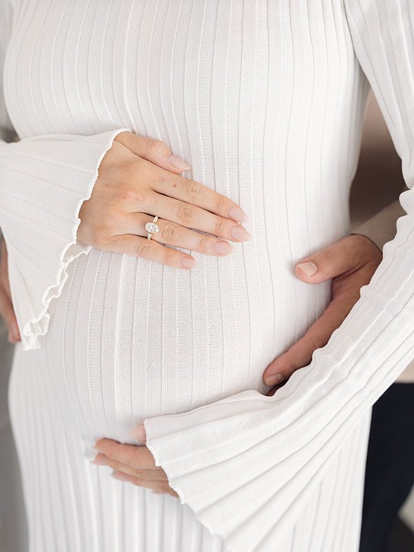 Solid Color Sashes Knit Lace-up High Waist Going Out Photoshoot Maternity Sweater Maxi Dress for Maternity