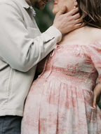 Floral Smocked Lace-up Off Shoulder A-line Maternity Maxi Dress for Maternity