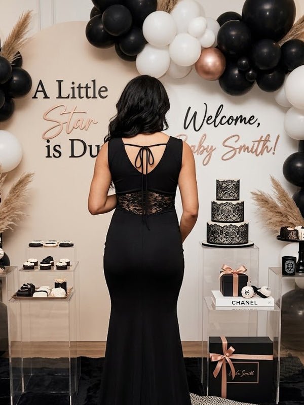 Lace Ruched Splicing Lace Up Maternity Baby Shower Maxi Dress for Maternity