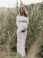 White Off Shoulder 3d Flowers Backless Bodycon Mermaid Cocktail Party Gowns Bandage Photoshoot Maternity Maxi Dress for Maternity