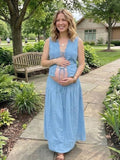 Lace Up Openwork Lace Two Piece Maternity Photoshoot Maxi Dress for Maternity