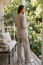 2-Piece Maternity Lounge Set Long Sleeve Sweater and Trousers, Soft Stretch Knit Casual Fall Winter Maternity Clothes