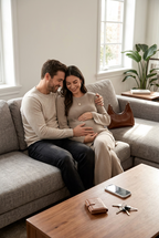 2-Piece Maternity Lounge Set Long Sleeve Sweater and Trousers, Soft Stretch Knit Casual Fall Winter Maternity Clothes