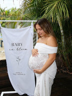 Off Shoulder Lace Backless Ribbon Ruched Maternity Baby Shower Maxi Dress for Maternity