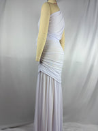 One Shoulder Mesh Ruched Mermaid Evening Gown Maternity Maxi Dress for Maternity