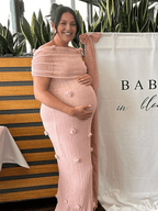 Grenadine Off Shoulder 3d Flowers Bodycon Elegant Photoshoot Baby Shower Maternity Maxi Dress for Maternity