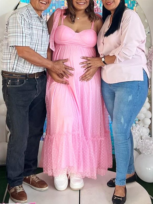 Polka Dot Ruffle Photoshoot Maternity Maxi Dress for Maternity