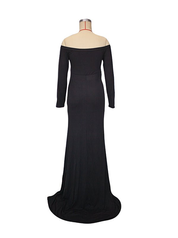 Side Split Mermaid Off Shoulder Bodycon Photoshoot Maternity Maxi Dress for Maternity