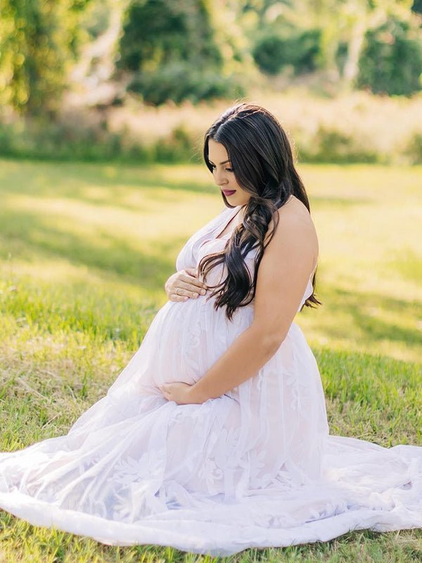 White Lace Boho Specially Maternity Photoshoot Maxi Dress for Maternity