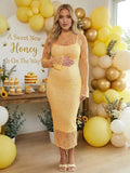 Lace Textured Bodycon Two Piece Set Sheer Maternity Maxi Dress for Maternity