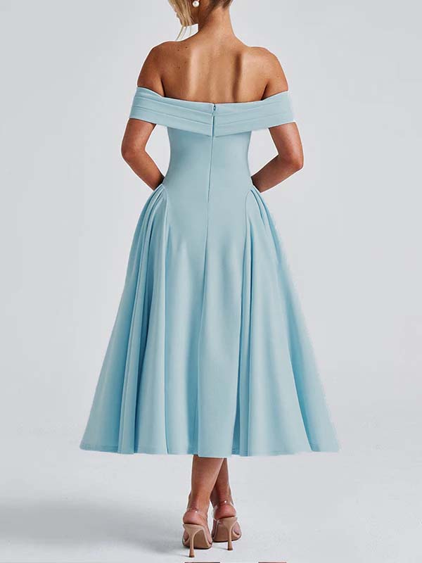 Off Shoulder Dropped Waist Voluminous Panels A-line Maternity Maxi Dress for Maternity