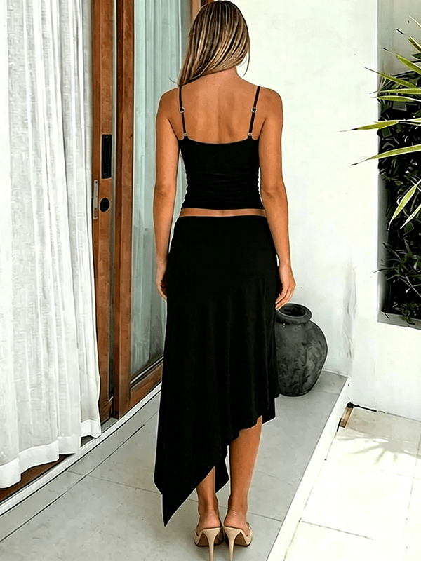 Chic Two Piece Irregular Side Draped Spaghetti Straps Vacation Maternity Maxi Dress for Maternity