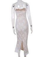 White Lace Corset Spaghetti Straps Mermaid Bodycon Elegant Cocktail Party Maternity Baby Shower Maxi Dress for Maternity