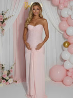 Sequin Bandeau Ruched Knot Draped Bodycon Maternity Maxi Dress for Maternity