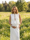 Lace Up Ruched Two Piece Maternity Photoshoot Maxi Dress for Maternity