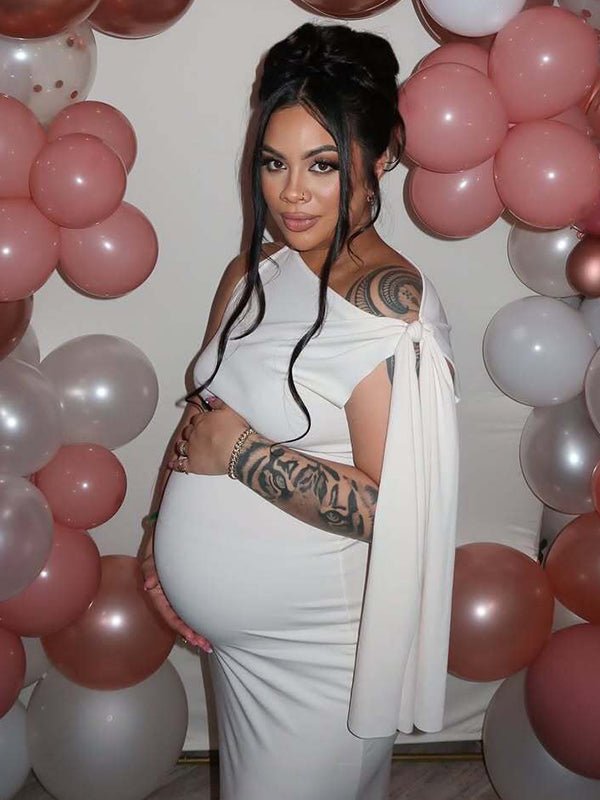 Strap Ties One Shoulder Mermaid Bodycon Elegant Photoshoot Baby Shower Maternity Maxi Dress for Maternity