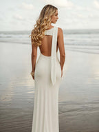 Chic Apricot Side Slit Ruched Knot Backless Side Draped Photoshoot Maternity Maxi Dress for Maternity