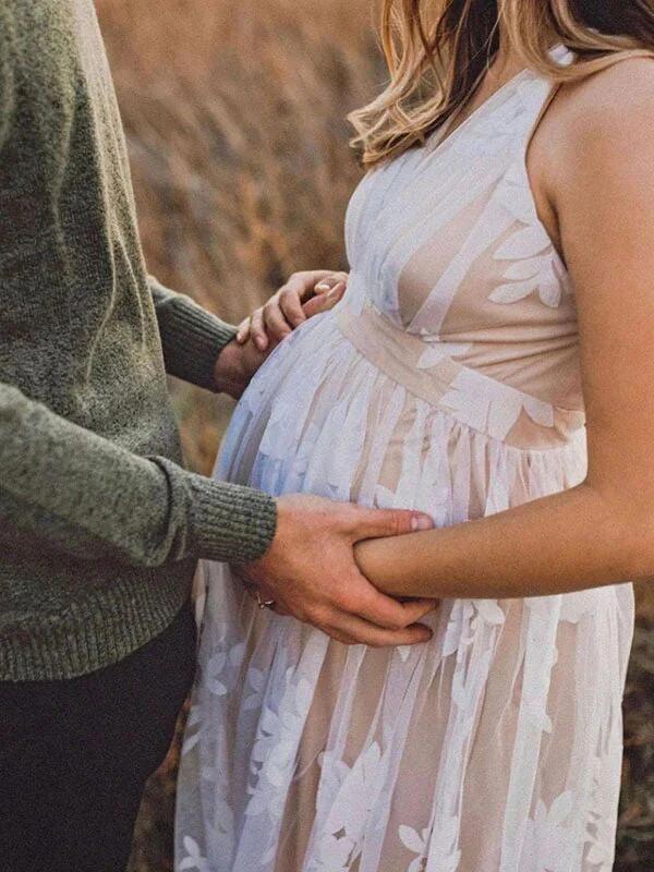 White Lace Boho Maxi Maternity Photoshoot Dress Outdoor And Beach Maternity Photography Gowns for Maternity