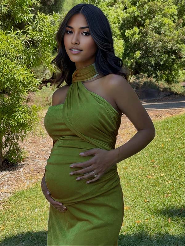 Wrap Draped Ruched Baby Shower Maternity Maxi Dress for Maternity