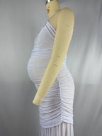 One Shoulder Mesh Ruched Mermaid Evening Gown Maternity Maxi Dress for Maternity