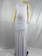 One Shoulder Mesh Ruched Mermaid Evening Gown Maternity Maxi Dress for Maternity