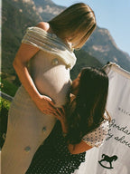 Matcha Knit 3d Flowers Off Shoulder Elegant Maternity Maxi Dress for Maternity