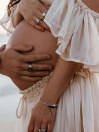 Solid Color Bohemian Off Shoulder Backless Ruffle 2 Piece Set Photoshoot Maternity Maxi Dress for Maternity