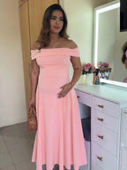 Off Shoulder Dropped Waist Voluminous Panels A-line Maternity Maxi Dress for Maternity