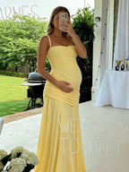 Ruched Backless Lace-up Baby Shower Maternity Maxi Dress for Maternity