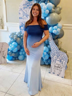 Ombre Off Shoulder Bodycon Baby Shower Maternity Maxi Dress for Maternity
