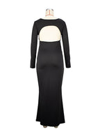 Black Cut Out Mermaid Crop Long Sleeve Backless Bodycon Cocktail Club Party Photoshoot Maternity Maxi Dress for Maternity