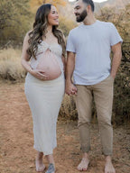 2 Piece Lace Tube Tie Ruffle Elegant Fashion Bodycon Vacation Photoshoot Baby Shower Maternity Maxi Dress for Maternity
