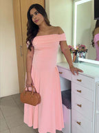 Off Shoulder Dropped Waist Voluminous Panels A-line Maternity Maxi Dress for Maternity