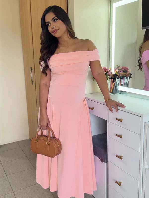 Off Shoulder Dropped Waist Voluminous Panels A-line Maternity Maxi Dress for Maternity