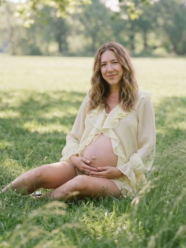 Ruffle Lace Up Flare Sleeve Two Piece Maternity Photoshoo Suit for Maternity