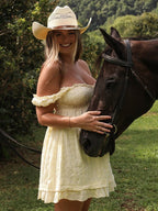 Chic Yellow Eyelet Embroidery Falbala A-line Photoshoot Maternity Mini Dress for Maternity