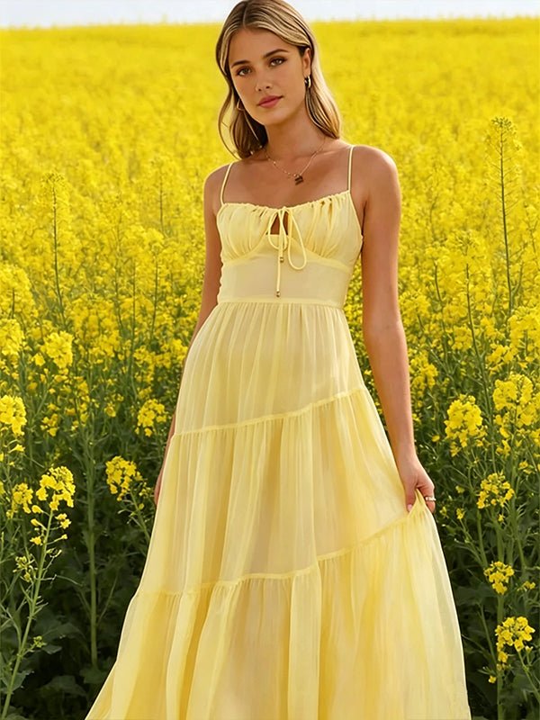 Spaghetti Strap Splicing Lace Up Open Back Maternity Photoshoot Maxi Dress for Maternity