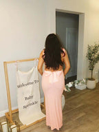 Solid Color Bow Tank Backless Mermaid Elegant Cocktail Party Maternity Baby Shower Maxi Dress for Maternity