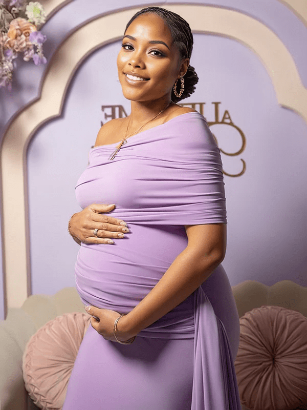 Off Shoulder Ruched Draped Bodycon Maternity Maxi Dress for Maternity