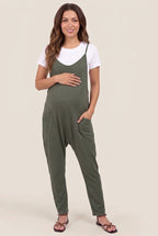 Adjustable Strap Pocketed Relaxed Maternity Jumpsuit - Momymoments