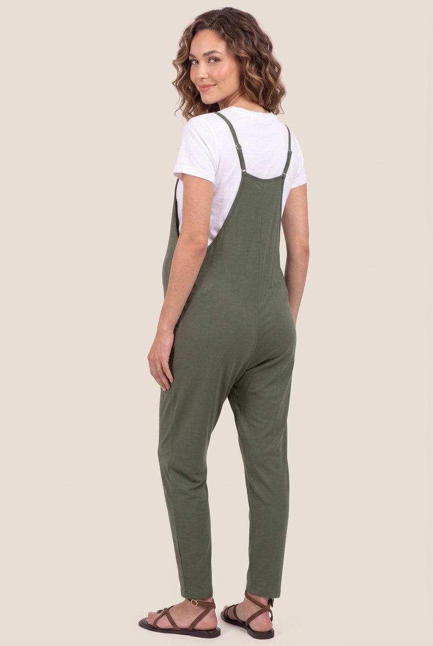 Adjustable Strap Pocketed Relaxed Maternity Jumpsuit - Momymoments