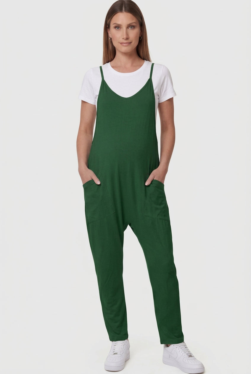 Adjustable Strap Pocketed Relaxed Maternity Jumpsuit - Momymoments