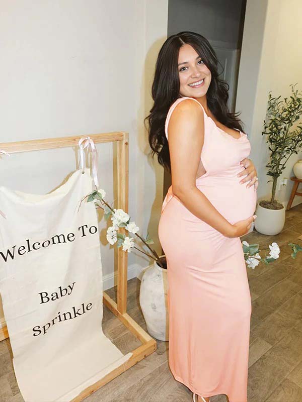 Solid Color Bow Tank Backless Mermaid Elegant Cocktail Party Maternity Baby Shower Maxi Dress for Maternity