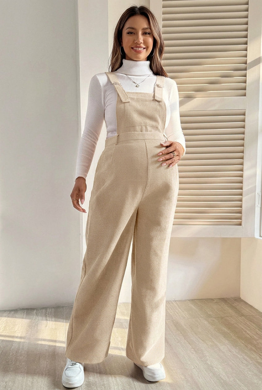 Corduroy Wide Leg Maternity Jumpsuit - Momymoments