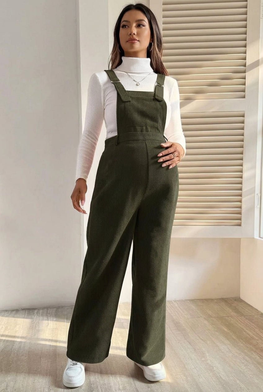 Corduroy Wide Leg Maternity Jumpsuit - Momymoments