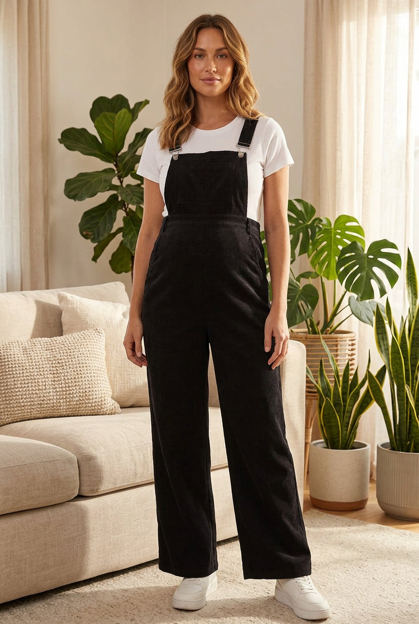 Corduroy Wide Leg Maternity Jumpsuit - Momymoments