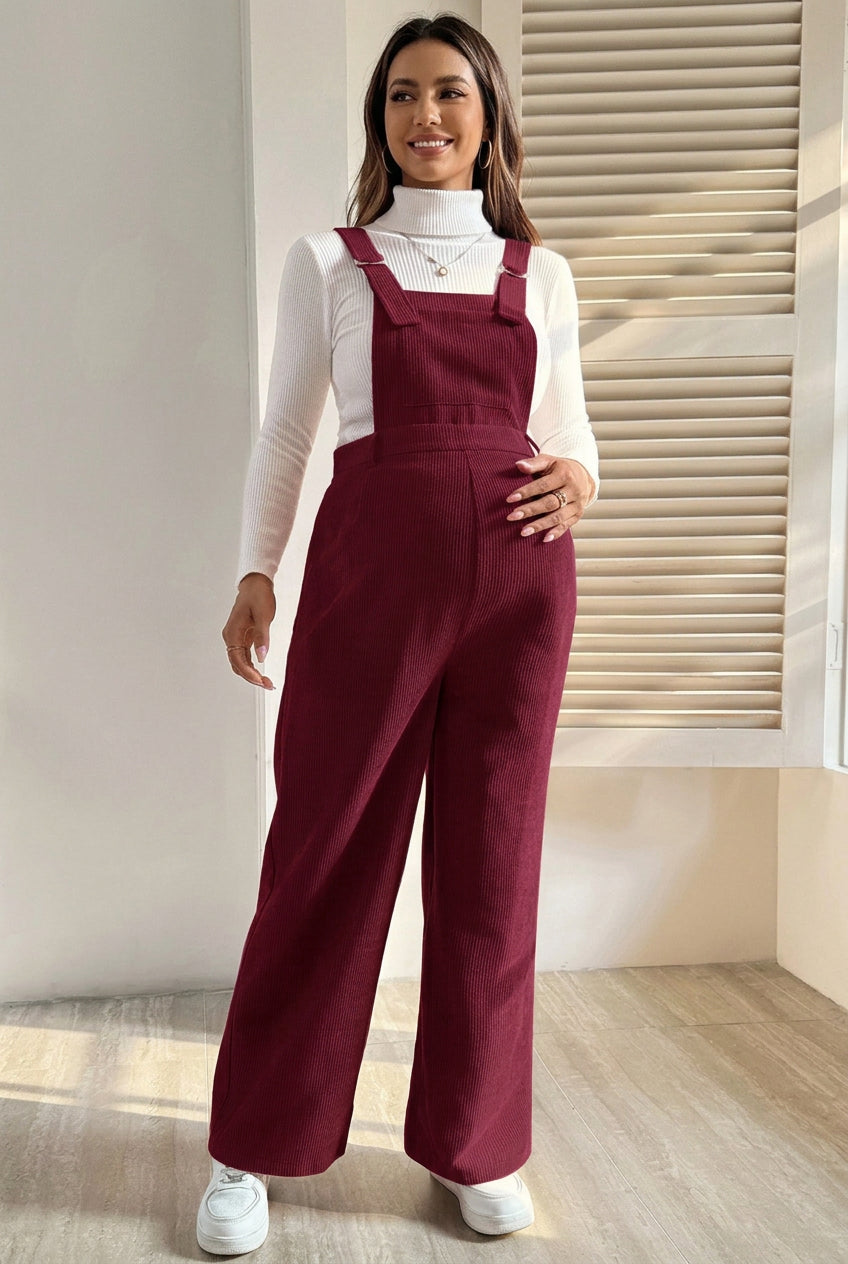 Corduroy Wide Leg Maternity Jumpsuit - Momymoments