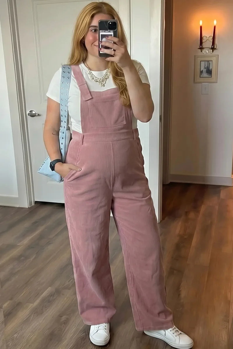 Corduroy Wide Leg Maternity Jumpsuit - Momymoments