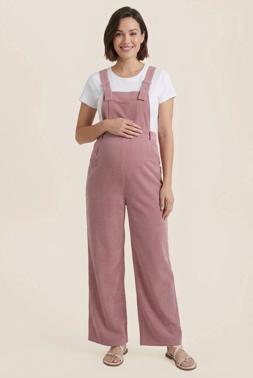 Corduroy Wide Leg Maternity Jumpsuit - Momymoments